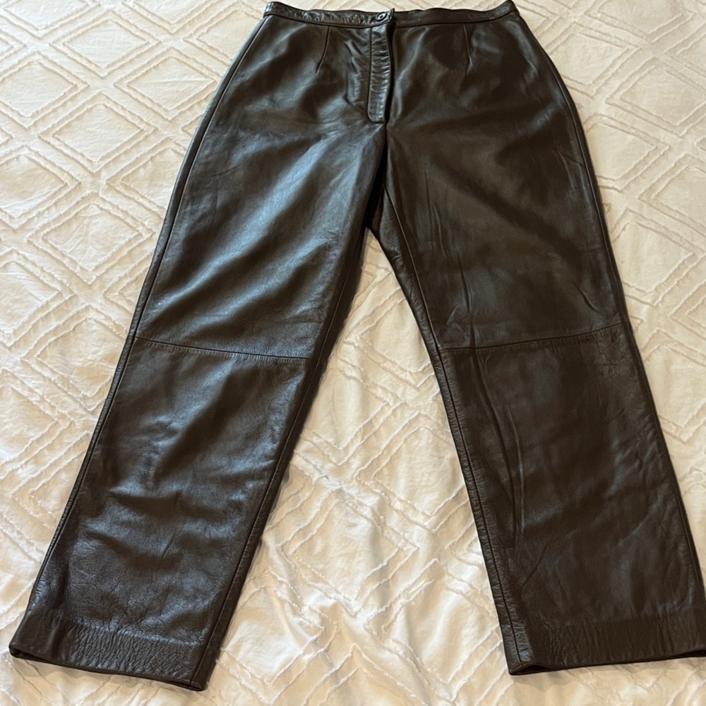 Vintage Mixit Dark Brown Genuine Leather High-Waist Pants